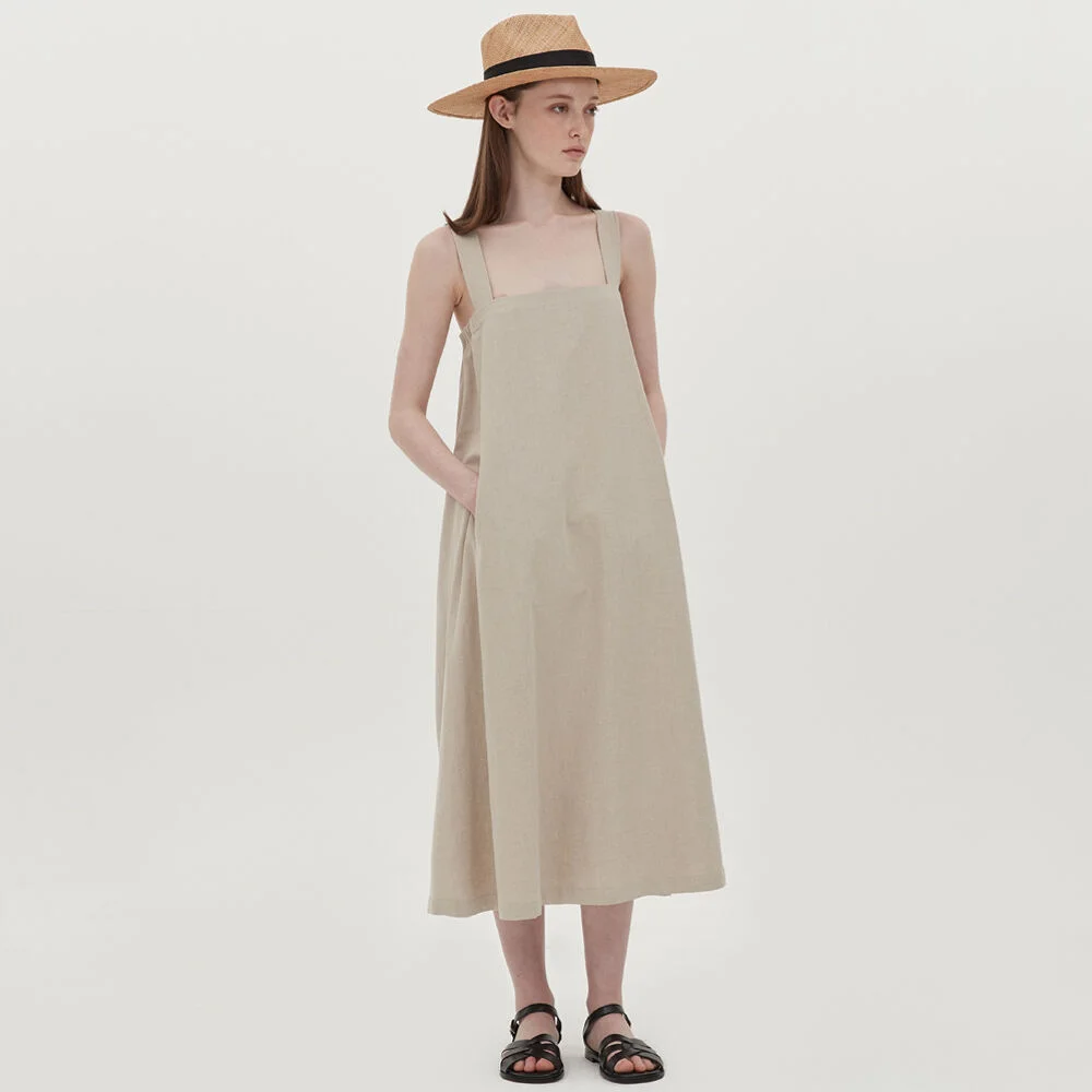 A-line banding dress_oatmeal