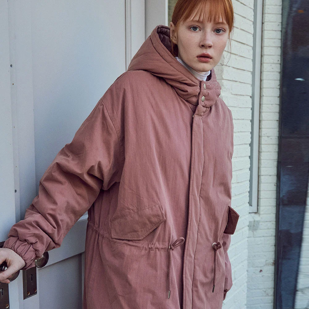M-65 FishTail Hooded Bomber Jacket Padded Coat_INDI PINK