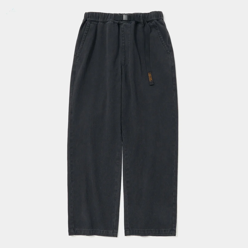 COLUMBIA TRAJAN LABEL BELTED ALL-ROUND DENIM PANTS 黑色牛仔