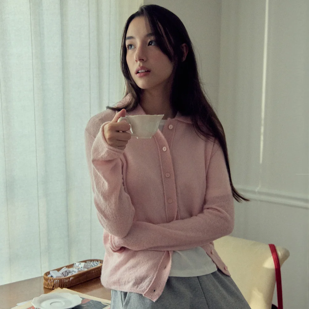 RIA COLLAR CARDIGAN_PINK