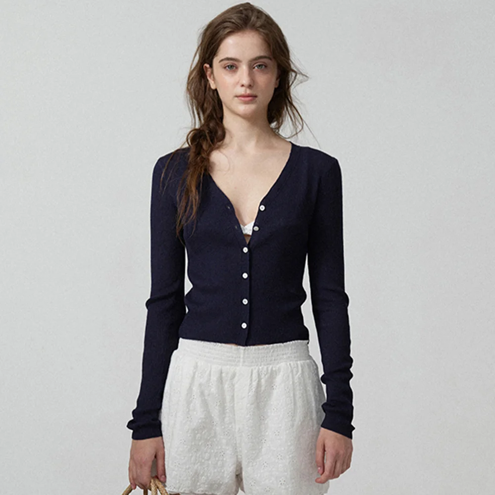 Mild V-Neck Knit Cardigan_Navy