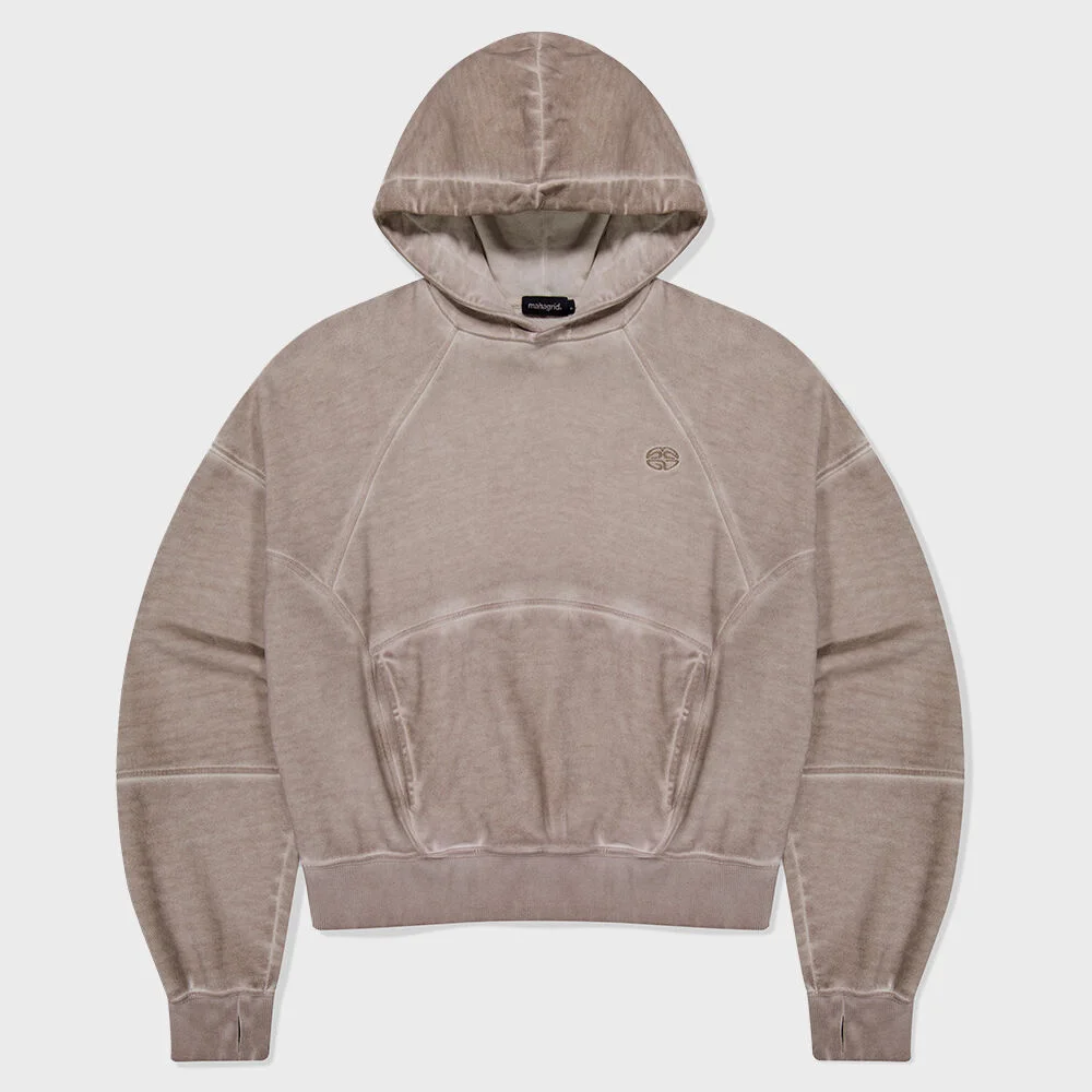 DYED CURVED SEAM CROP HOODIE BEIGE(MG2FFFM417A)