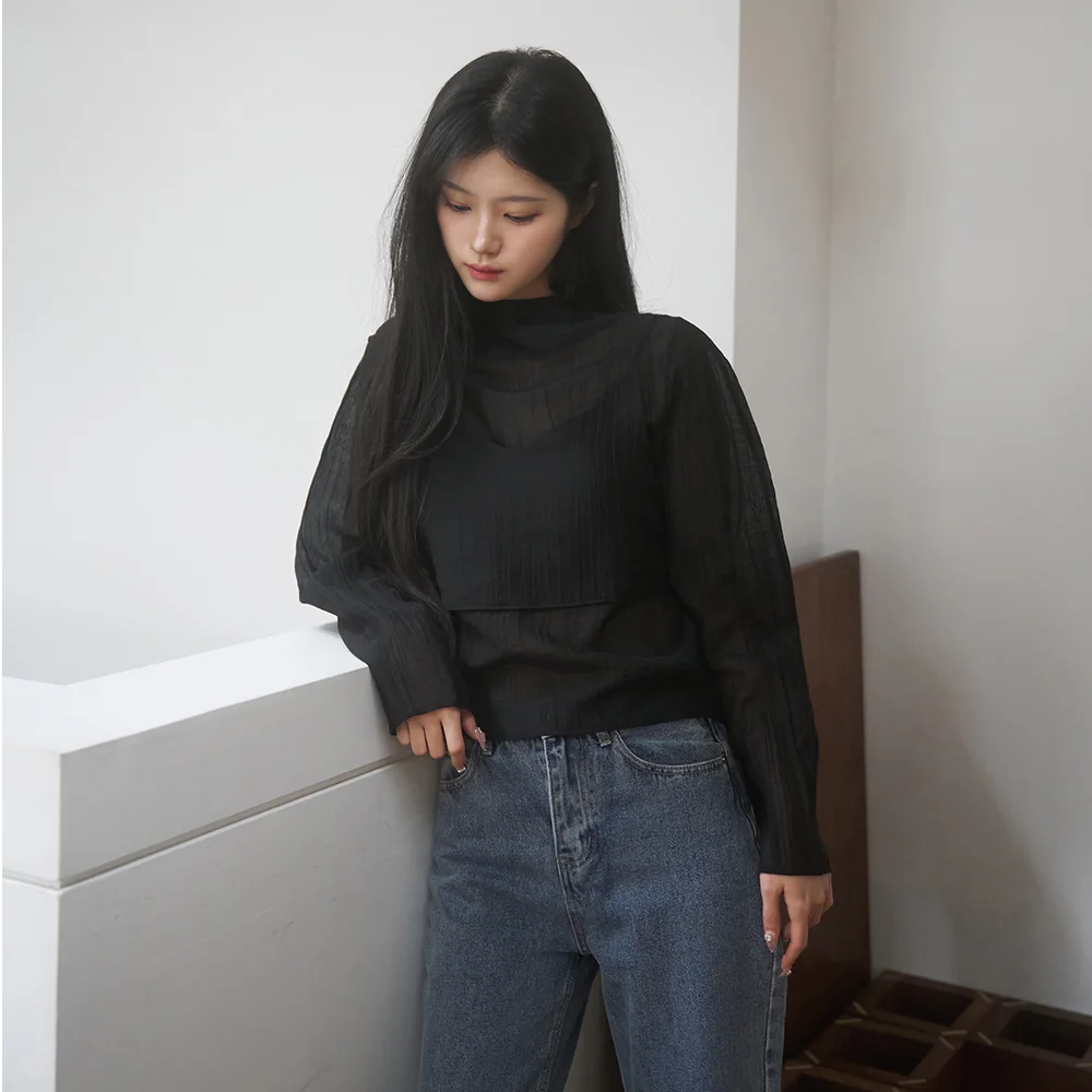 High-Neck Bustier Blouse