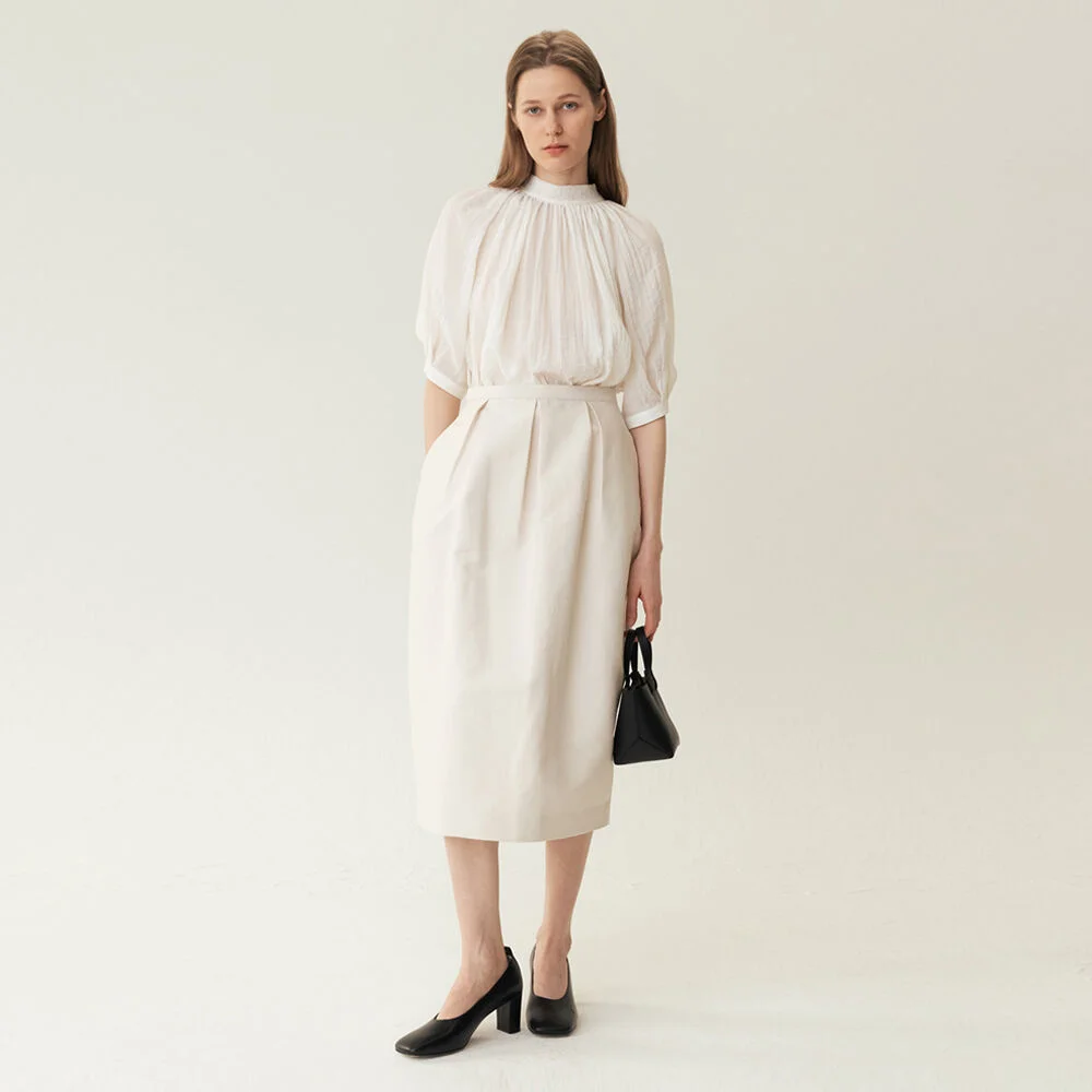 Voluminous Midi Skirt Cream