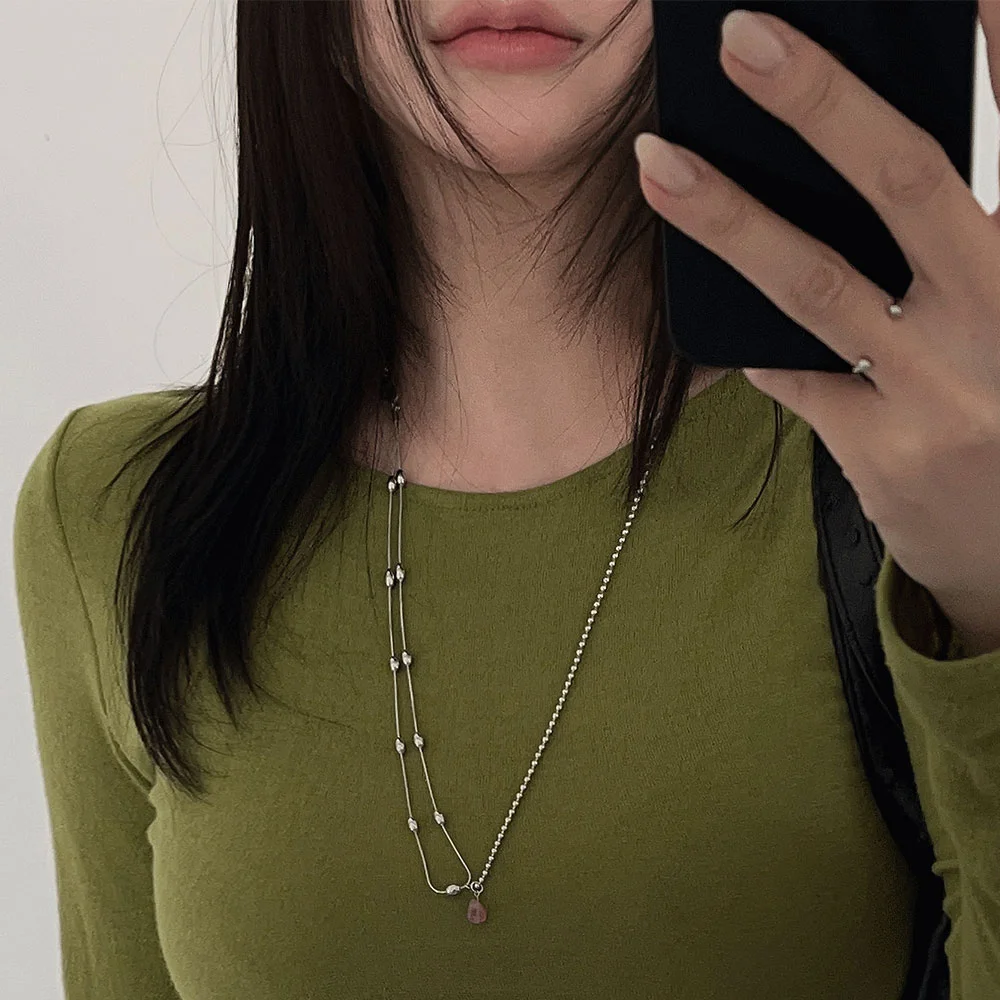 Layered Long Drop Chain Necklace