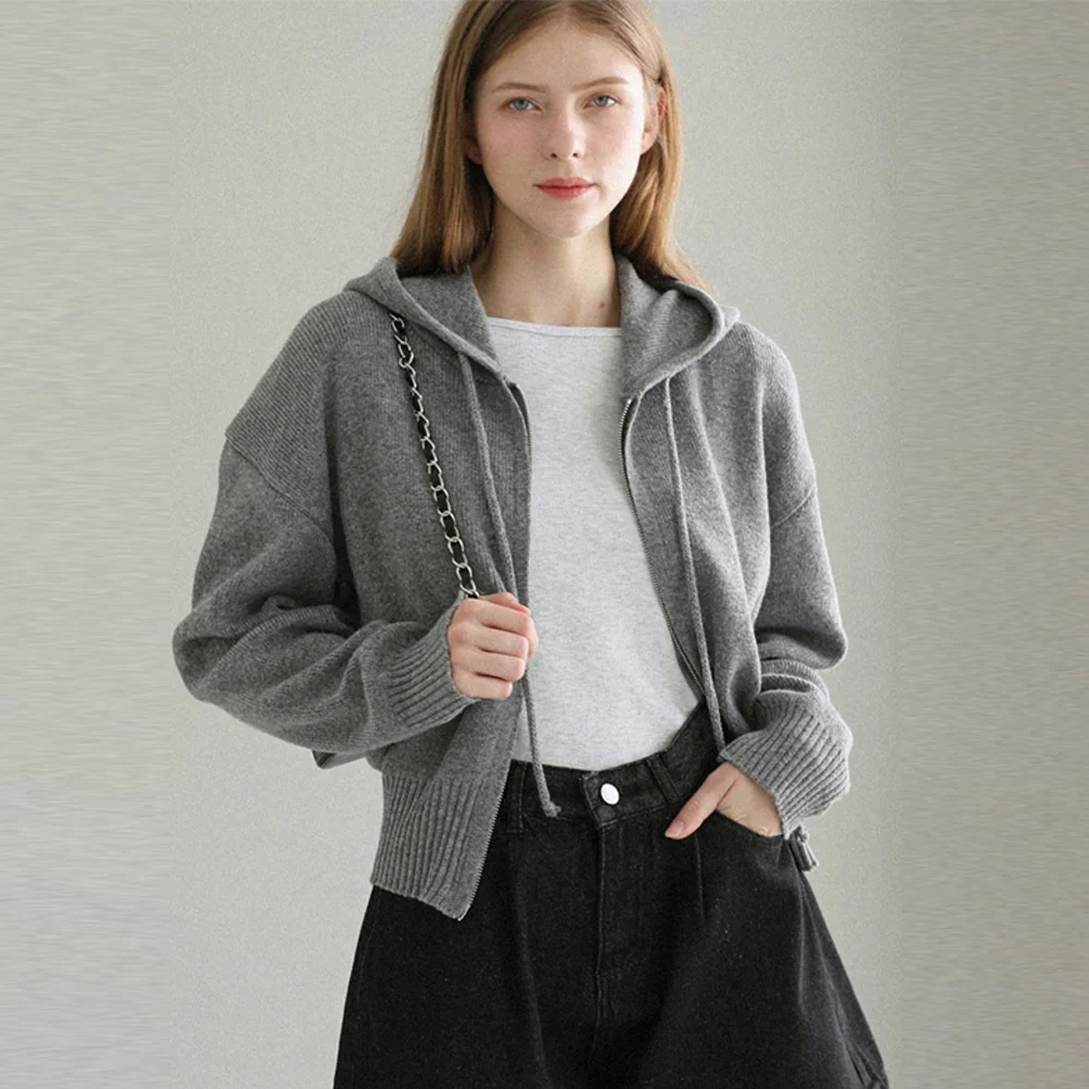 Cozy knit zip-up hoodie
