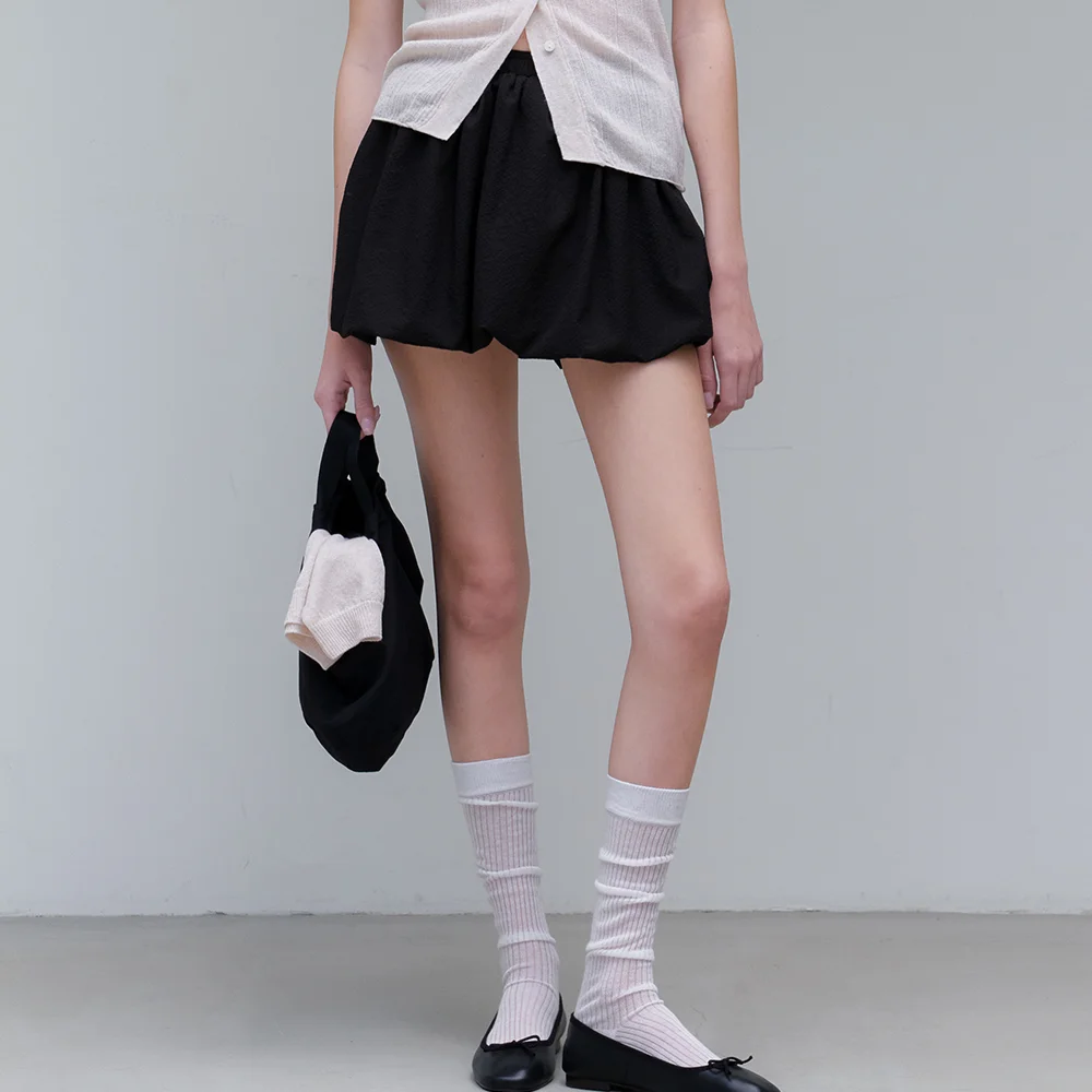 comos 1147 waffle balloon skirt (black)