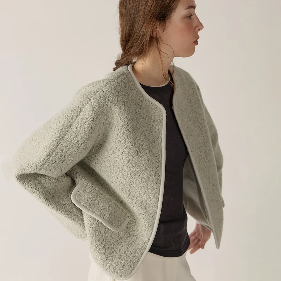 wool boucle jacket (light grey)