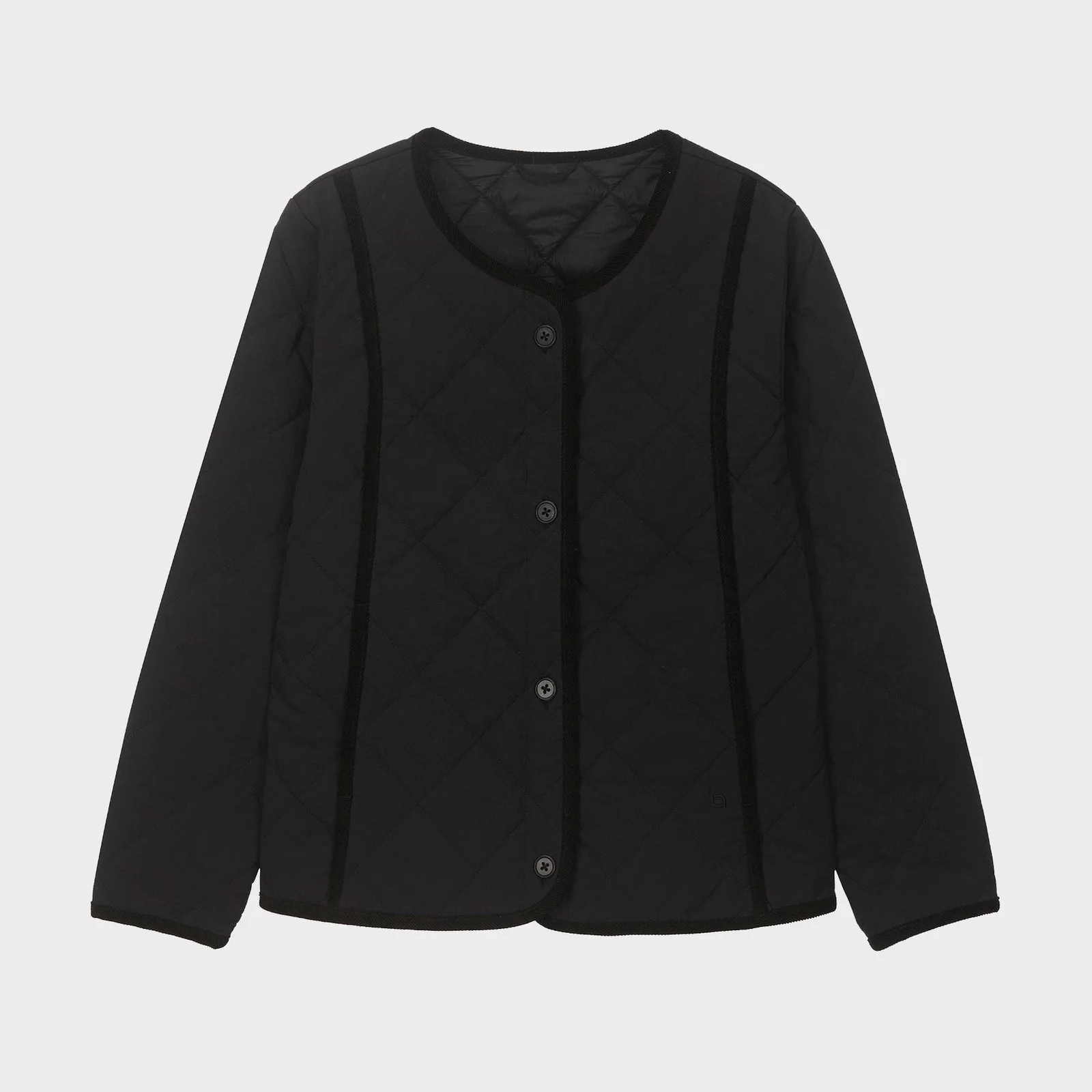 W 舒適 絎縫 羽絨外套 開襟外套 Black