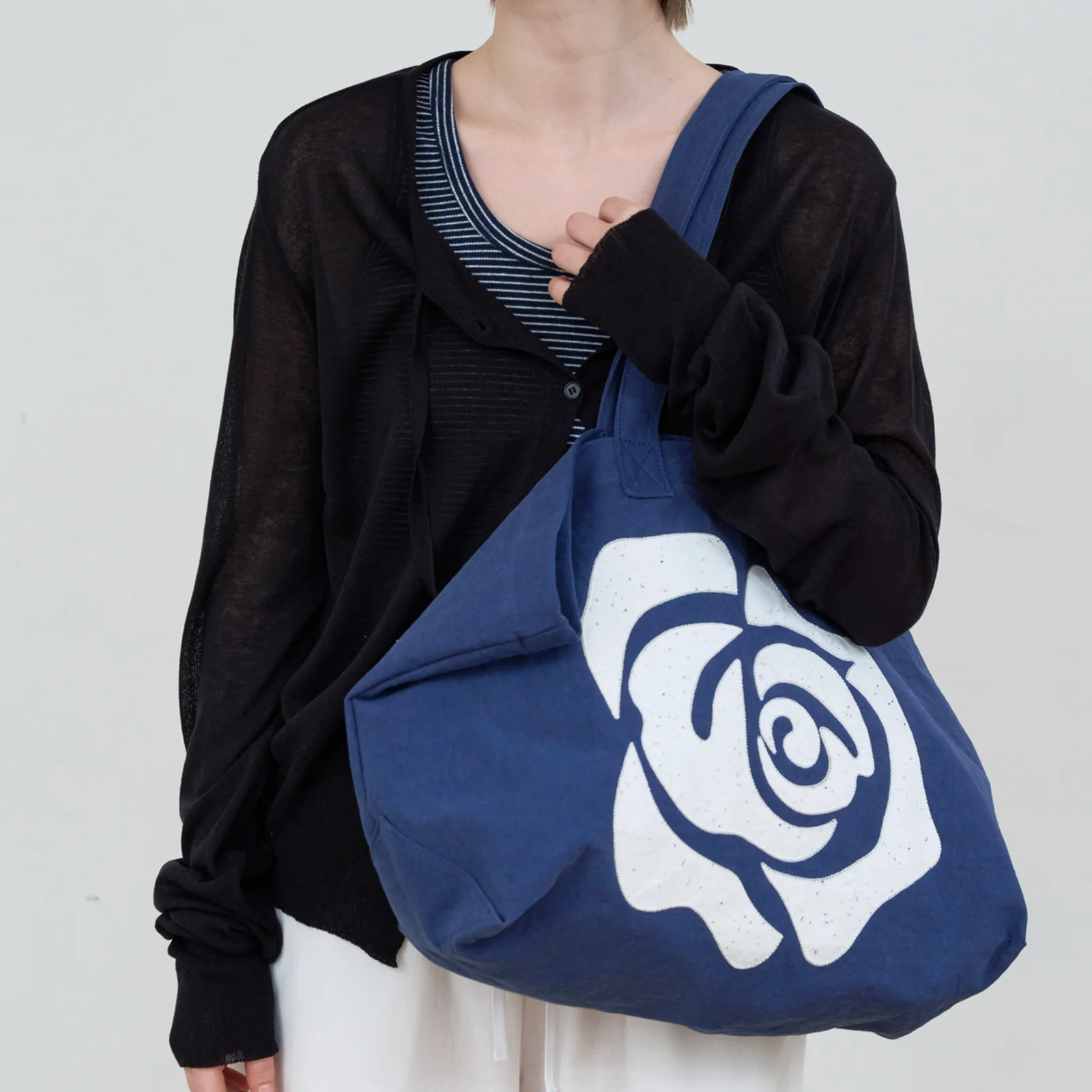 ROSE PATCH ECO BAG_NAVY