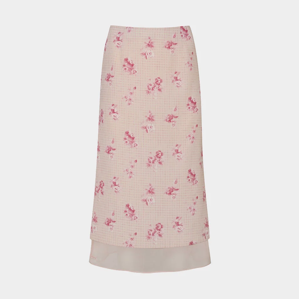 BonBon Floral Layered Skirt (Apricot)