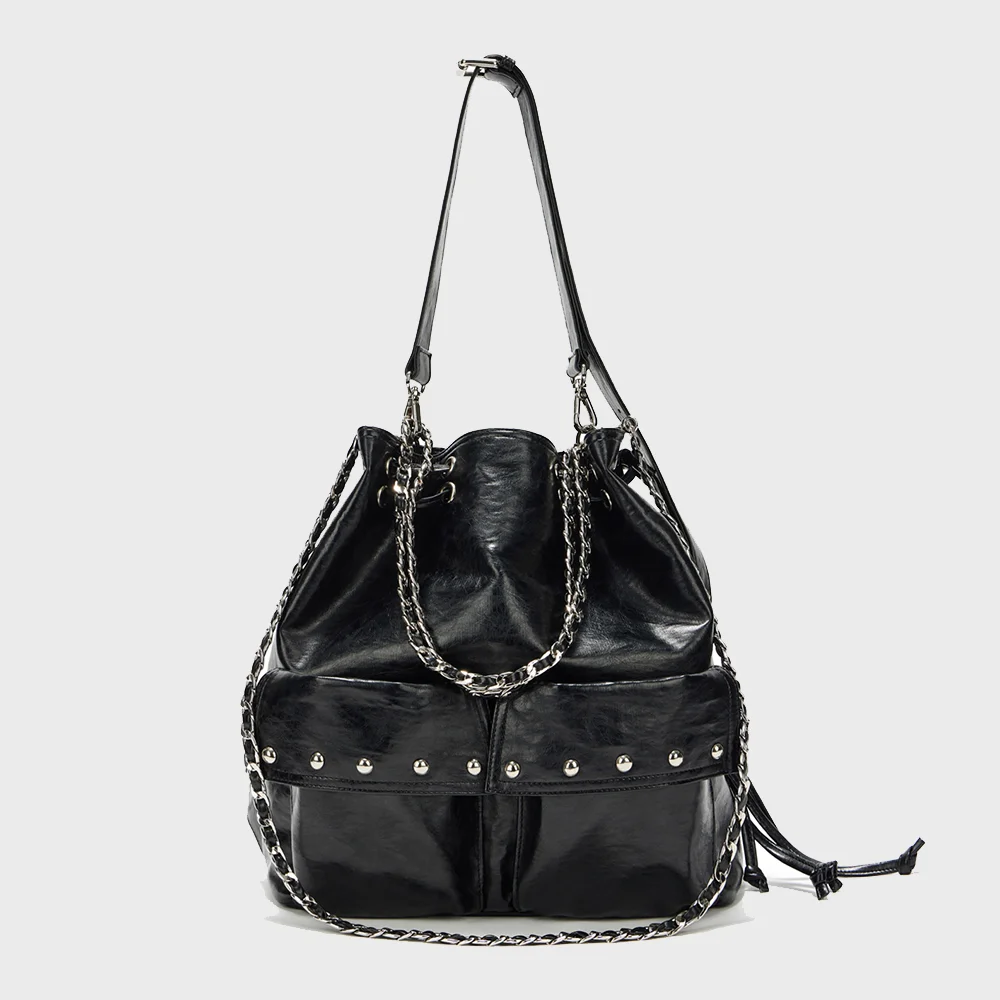DEINET 5-WAY STUD POCKET MULTI BAG IN BLACK