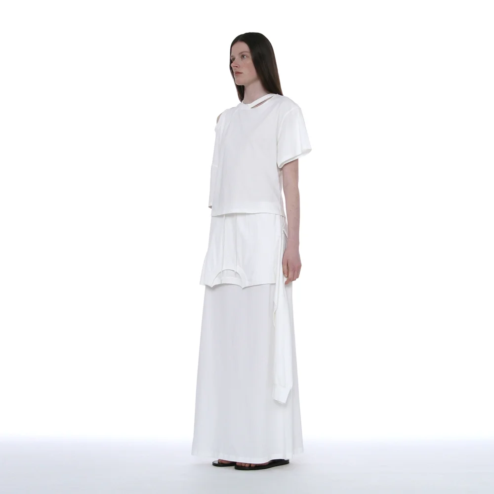 DECONSTRUCTED TEE MAXI SKIRT_WHITE