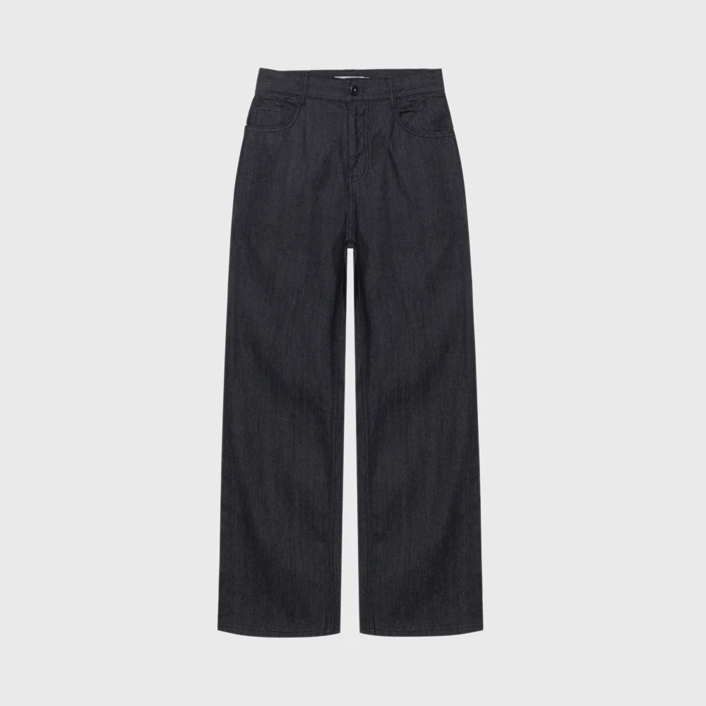 Denim straight-leg jeans (dark navy)