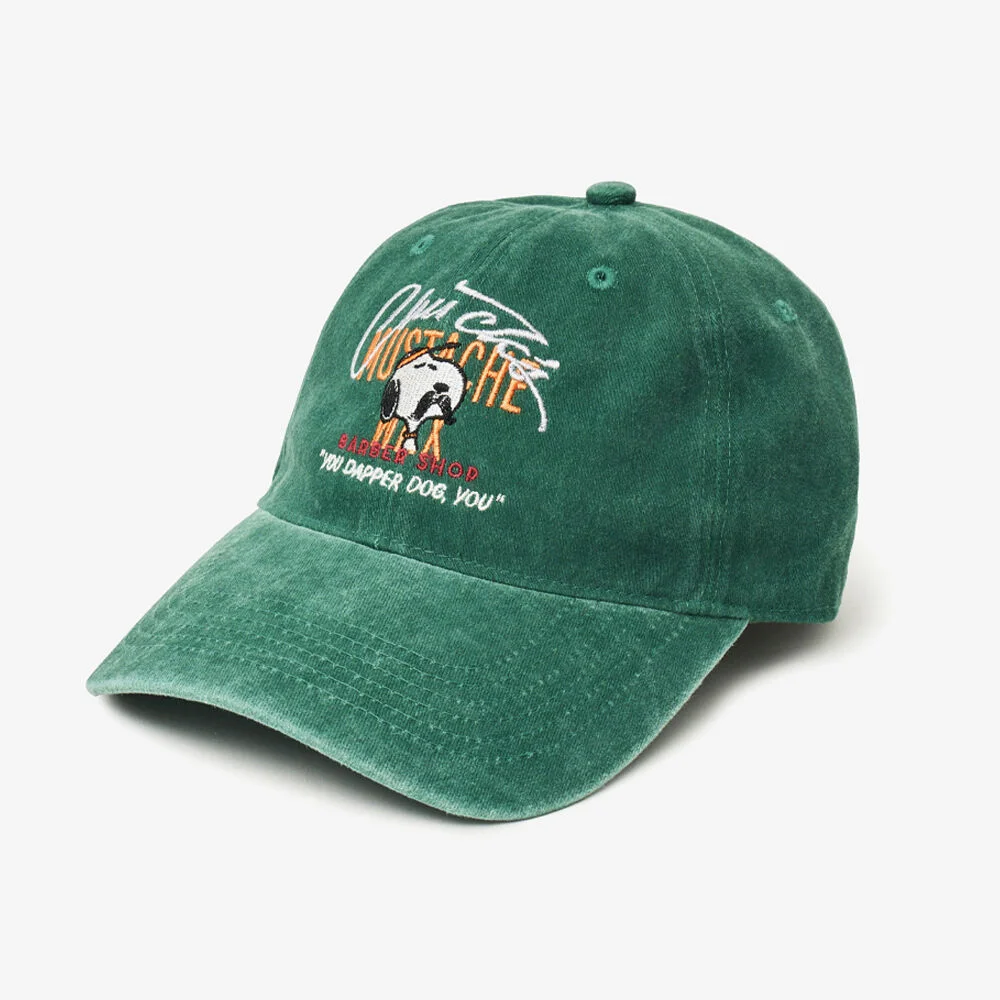 鬍鬚 史努比 石洗 水洗 棒球帽 (GREEN)