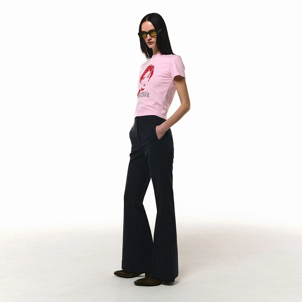 CUT OFF SLIM FLARE SLACKS