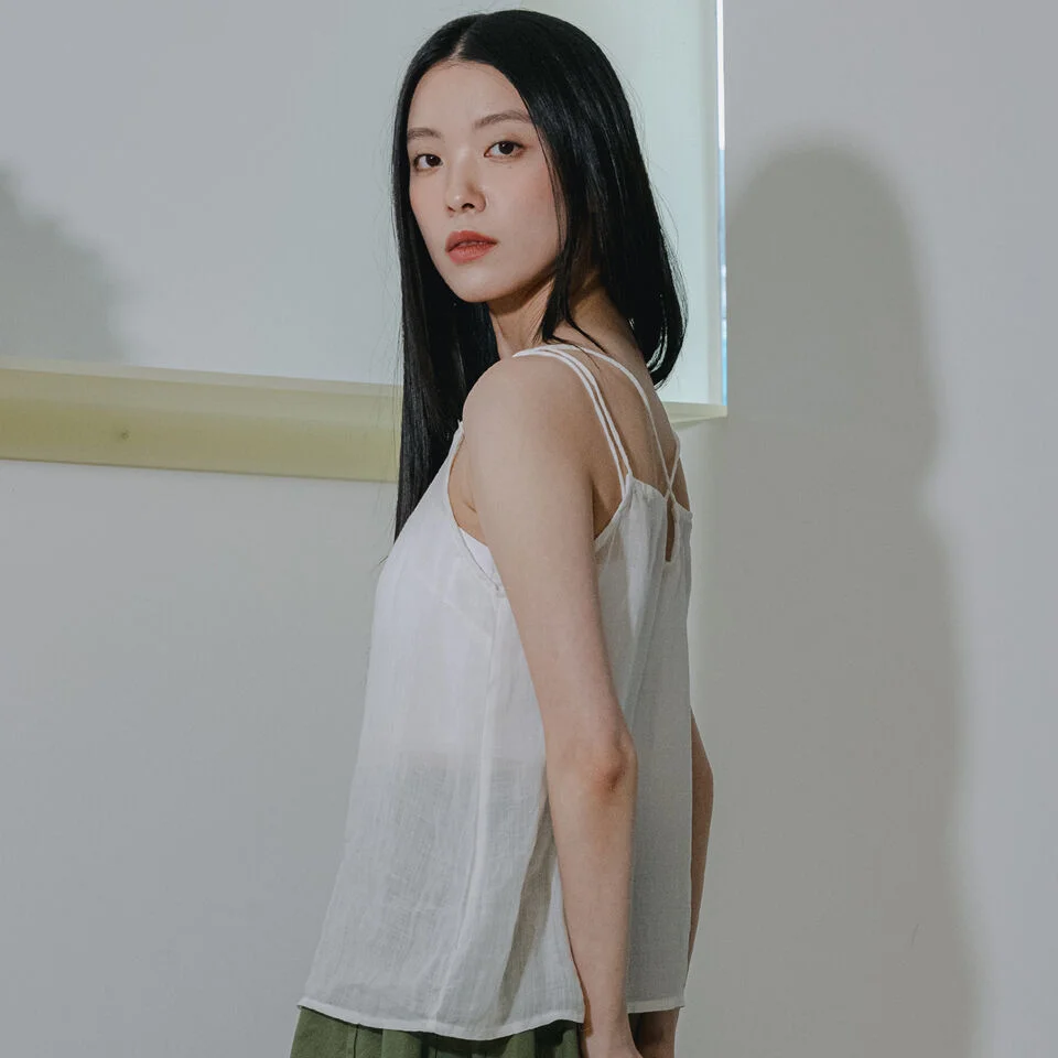 Linen See Through White Top