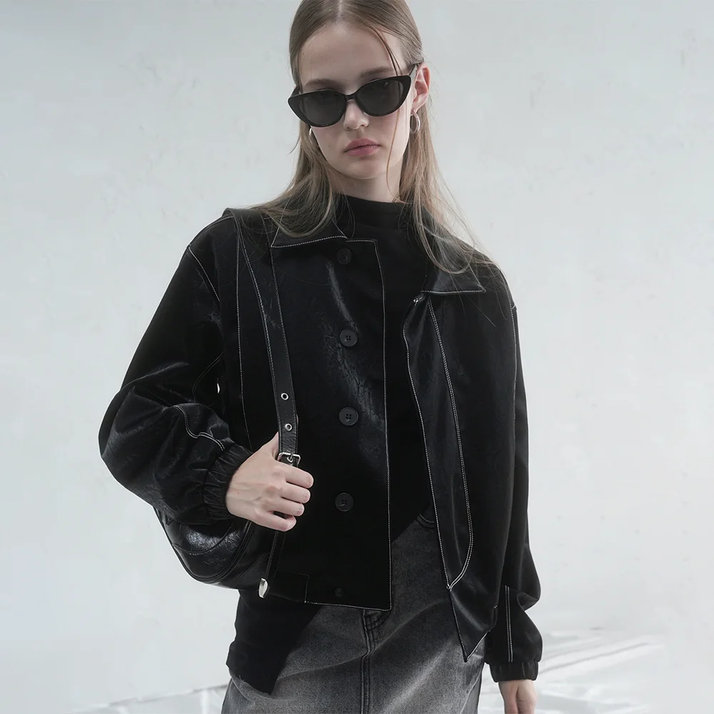 Calla Stitch Art Leather Jacket - 2COL