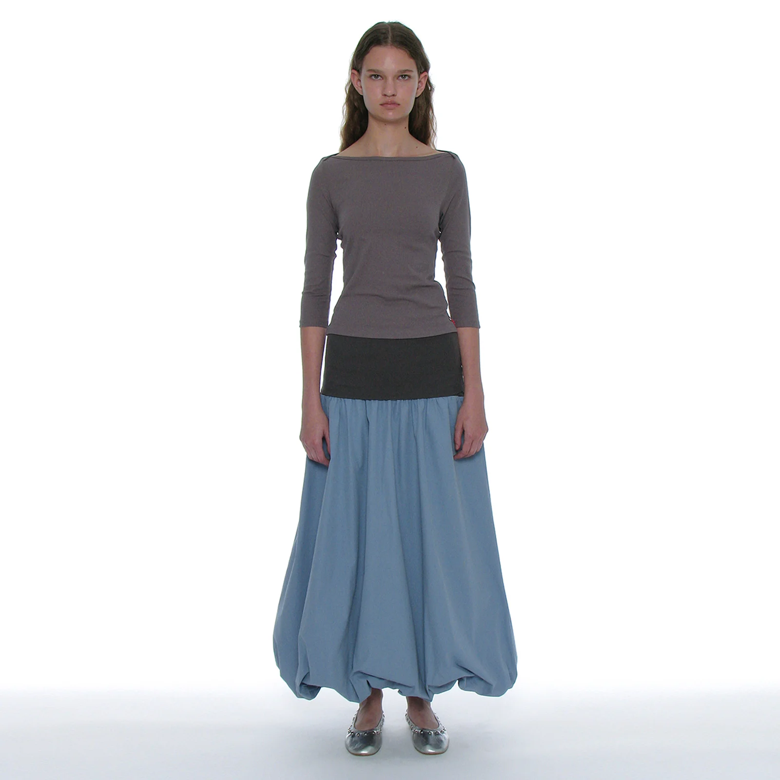 2WAY PUFF MAXI SKIRT_PASTEL BLUE