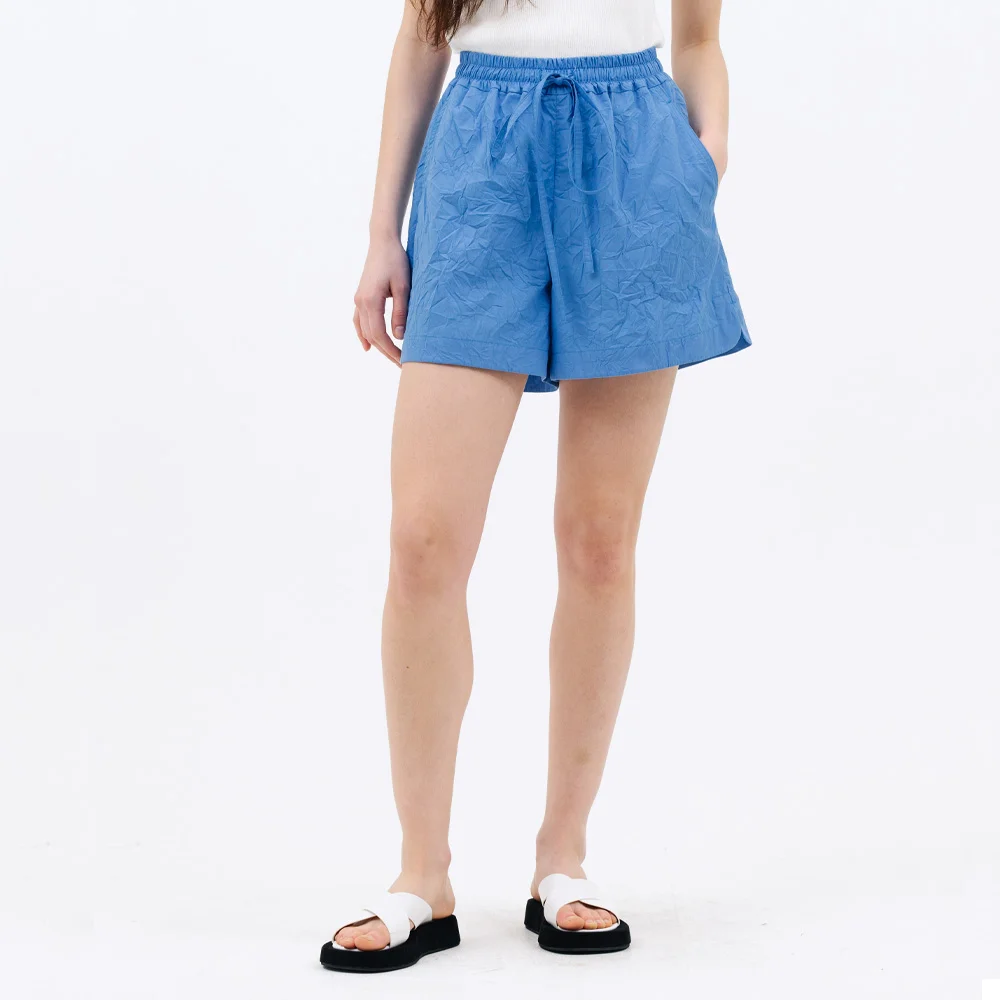 crease string mini shorts_hawaian blue