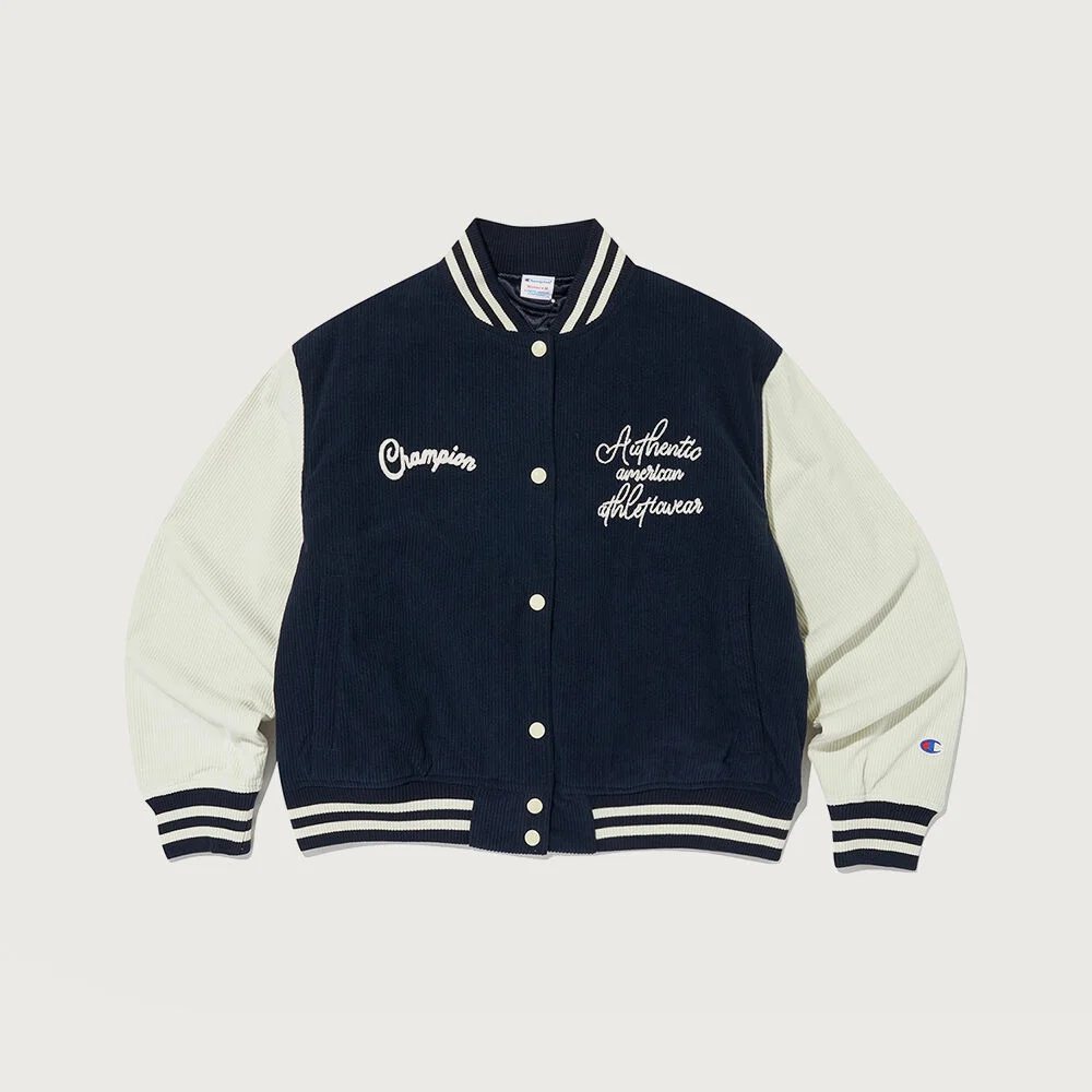 女裝 燈芯絨 按扣 棒球外套 外套 Dark Navy