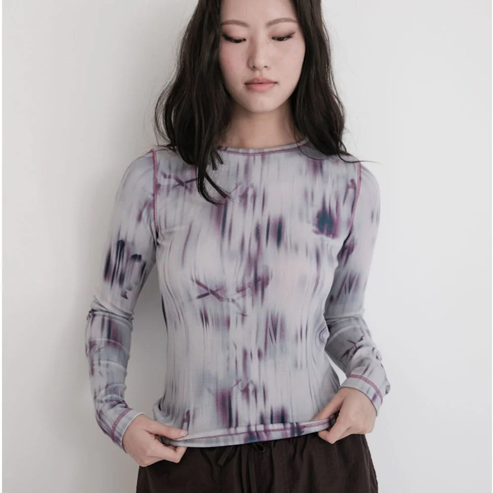 Rising flower long sleeve t-shirt - Mauve