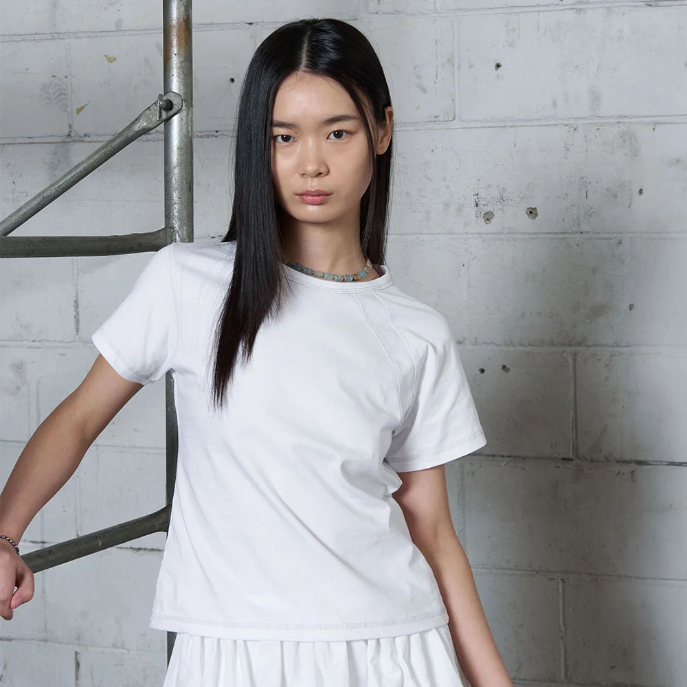 Unbalance Incision Short Sleeve_White