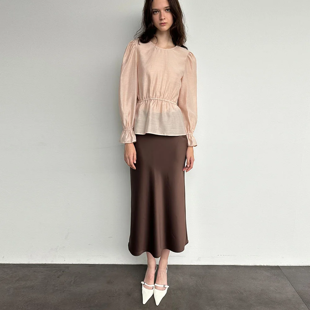 Lautre Satin flare skirt brown