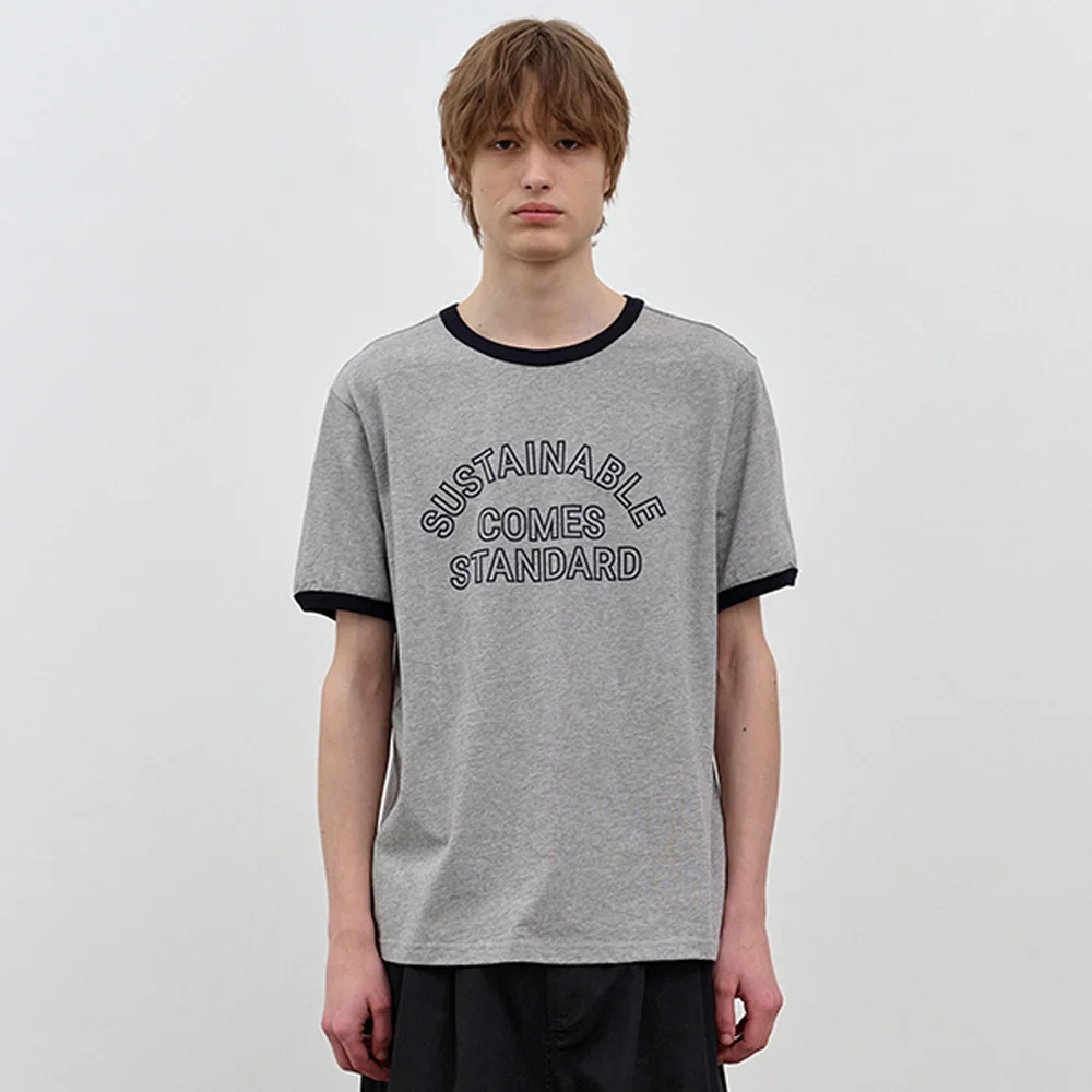 純棉 Ringer 短袖 T恤 Melange Gray