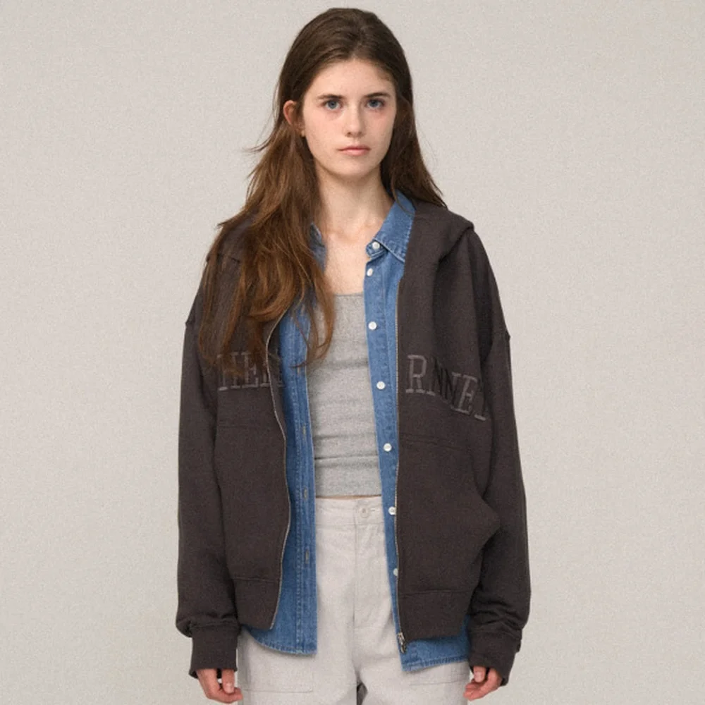 Campie Sweat Zip-Up Hoodie Jacket_Charcoal
