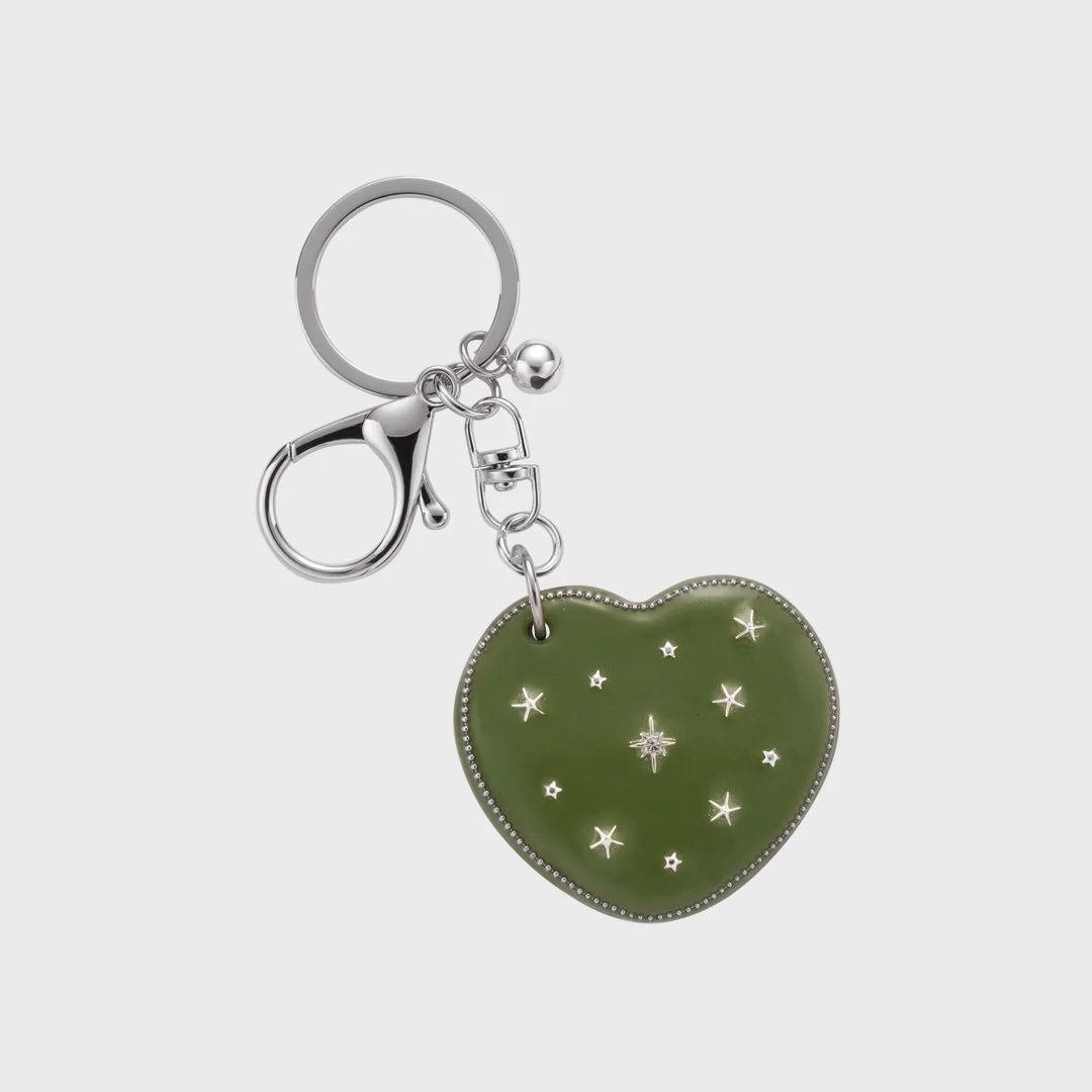 heart dia mirror key ring-khaki