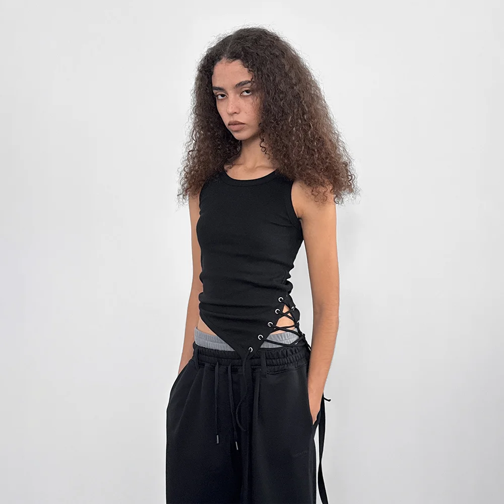 String Layered Sleeveless_Black