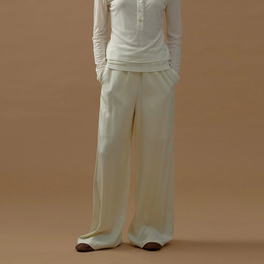 SATIN TRACK PANTS (cream ivory)