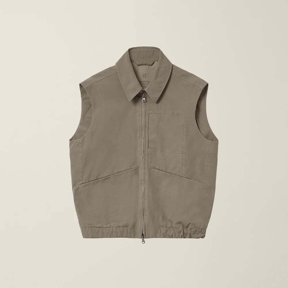 OBLIQUE POCKET COTTON BLOUSON VEST MODERN MOCHA