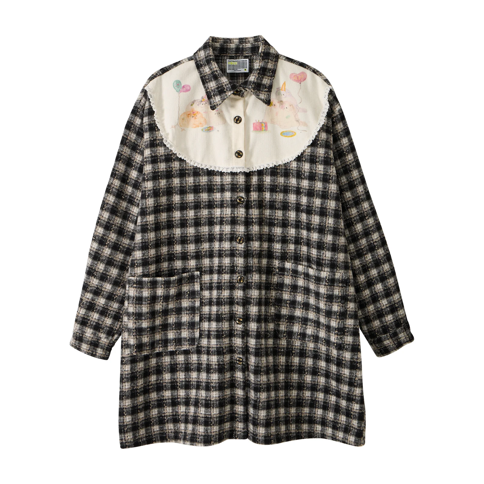 Bib Front Check Overshirt_Black