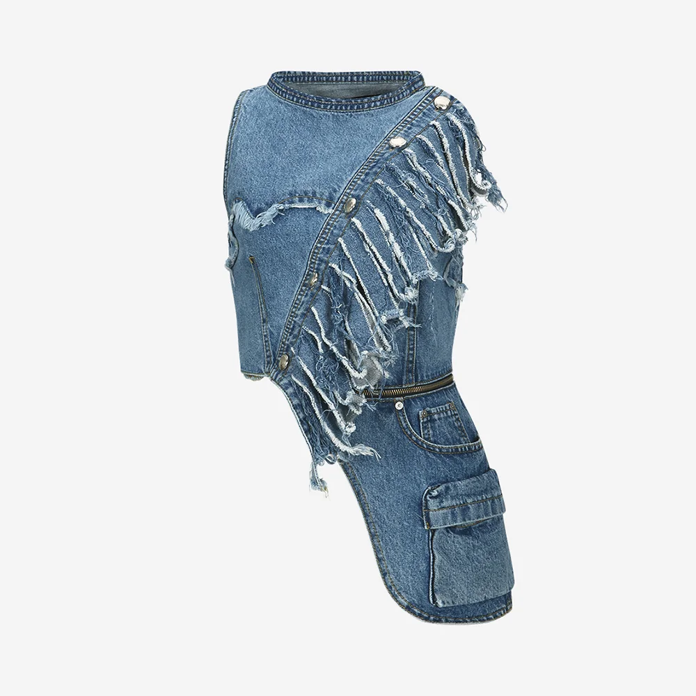 NORA DETACHABLE DENIM TOP atb1119w(WASHED BLUE)
