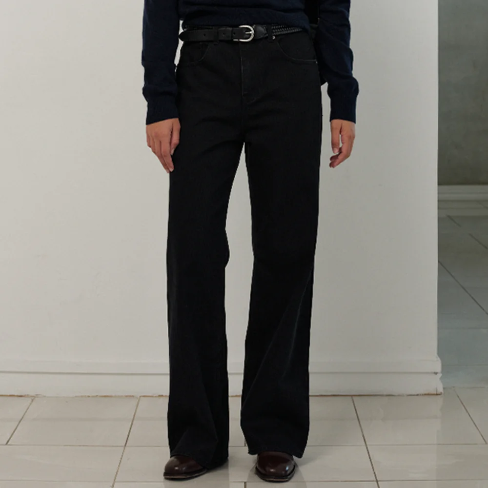 Lea Slub Denim Pants_Black