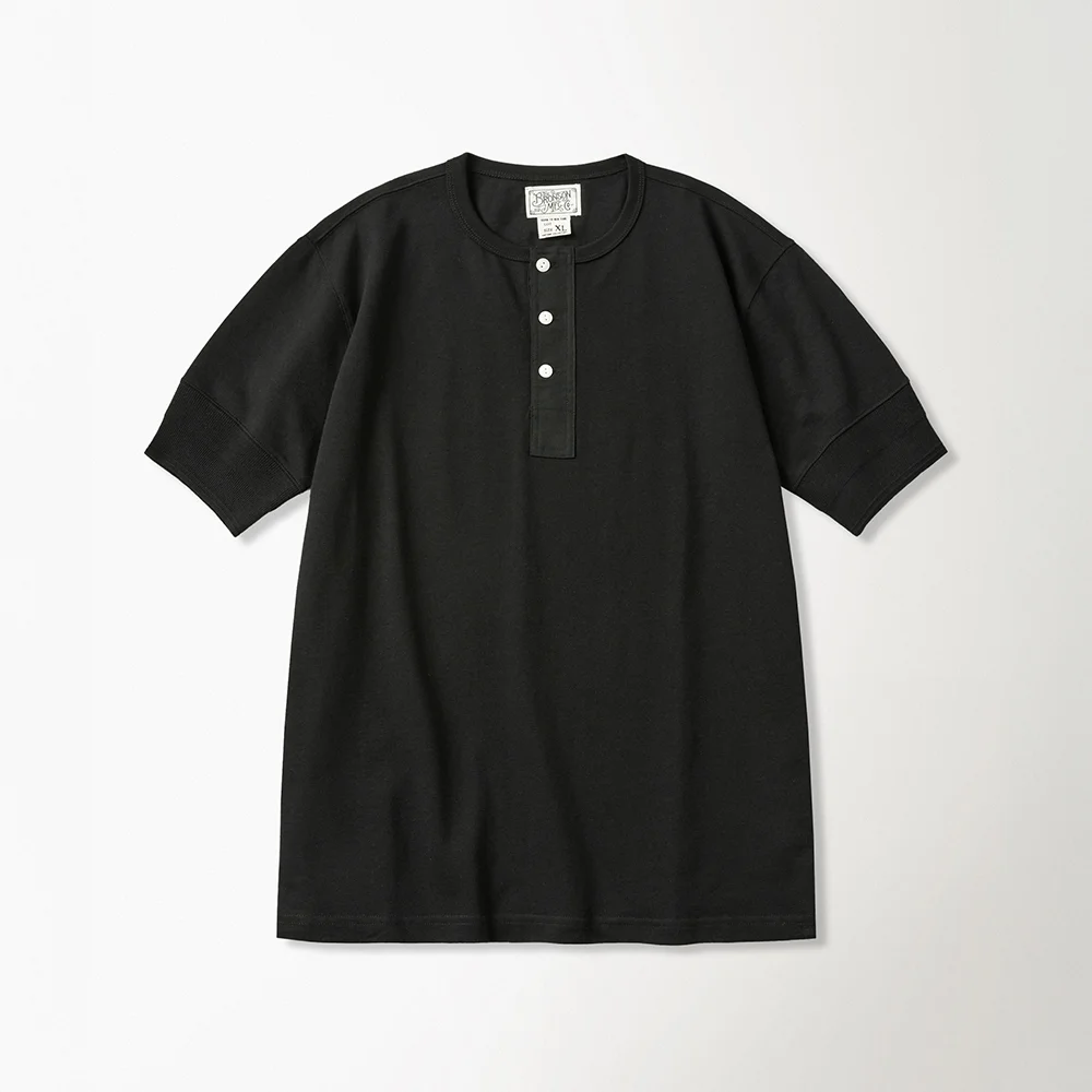 Vintage Short Sleeve Henley Tee Black