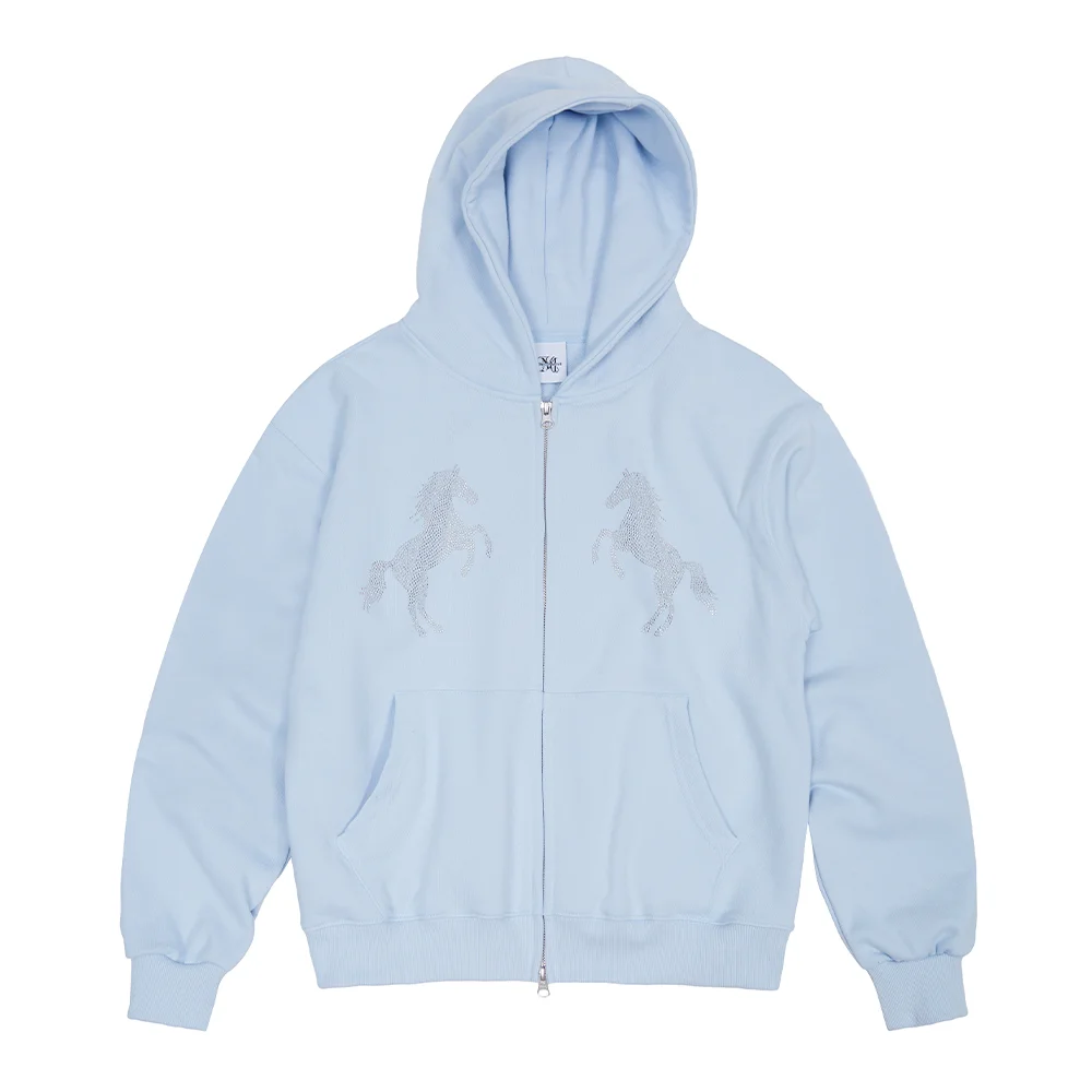 horse hood zip up (sky blue)
