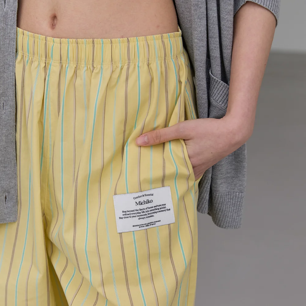 (Uni) Vivid One-mile Pants Yellow stripe