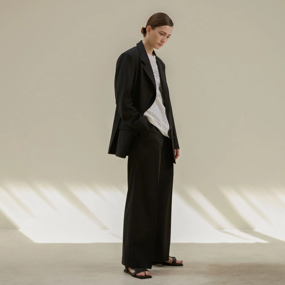 Pants Tuck Wool Blooming Black