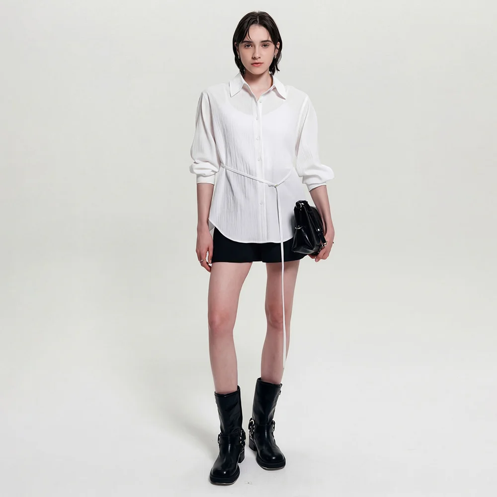 Lia 皺褶 肩帶 雪紡衫_白色 / LIA WRINKLE STRAP BLOUSE_WHITE
