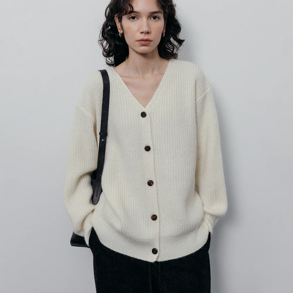 Mohair Button Cardigan (Ivory)