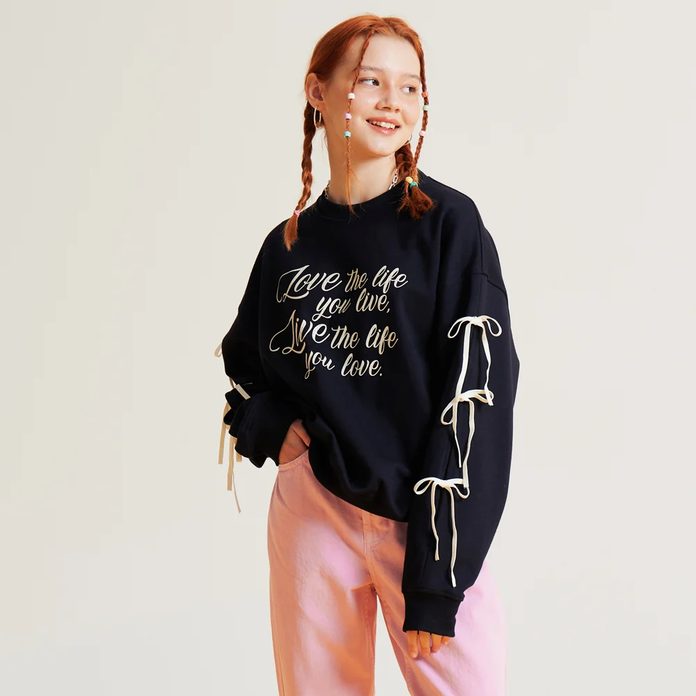 MET Ribbon Detail Sweatshirt navy