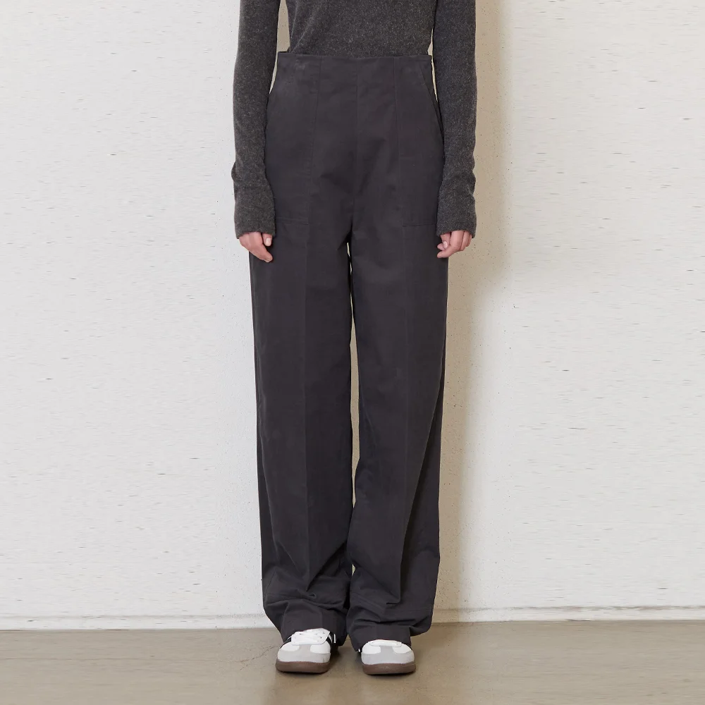 cation cotton curved pants_smoke