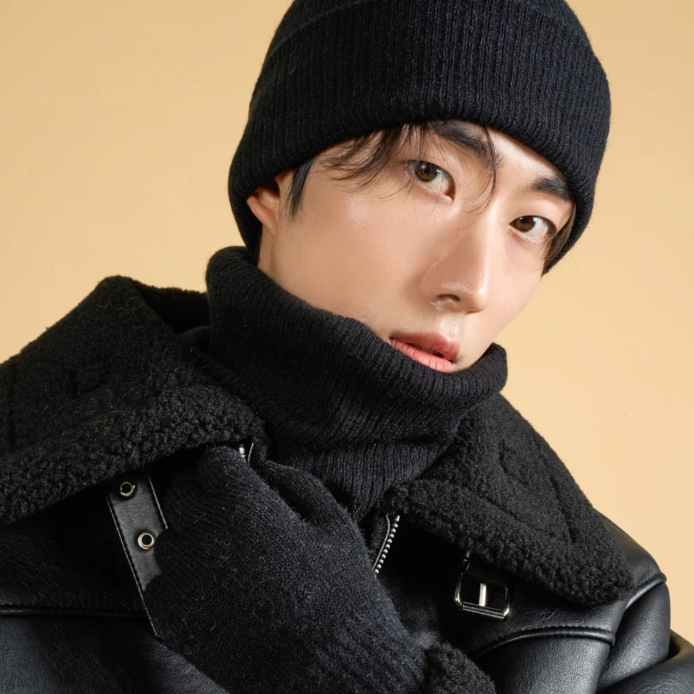 Real Knit 男士 冷帽 手套 圍巾 套裝