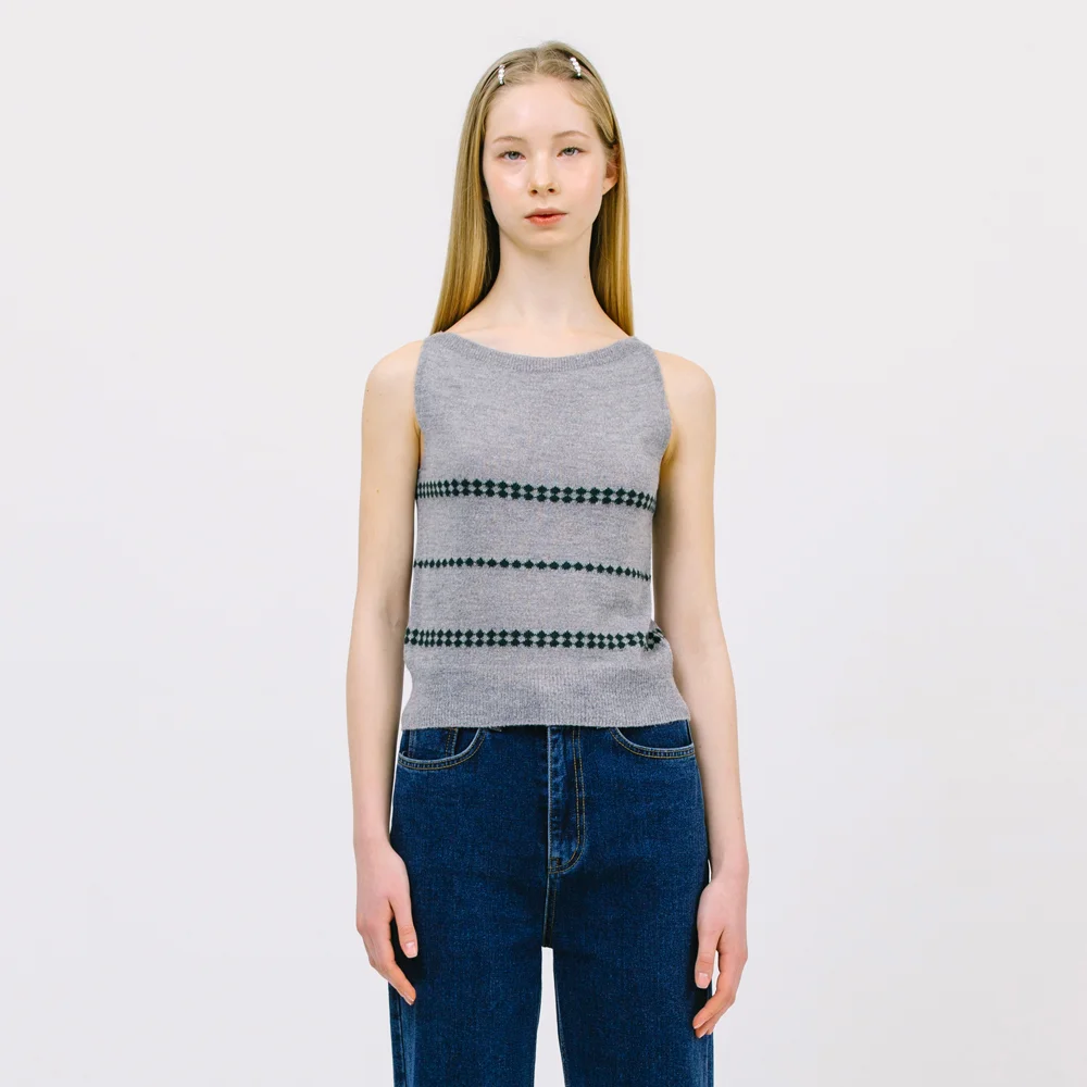 slim knit sleeveless_gray