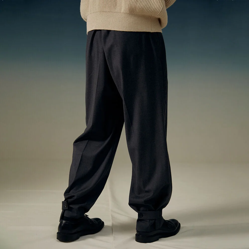 LOWER TAB WIDE TROUSER GREY