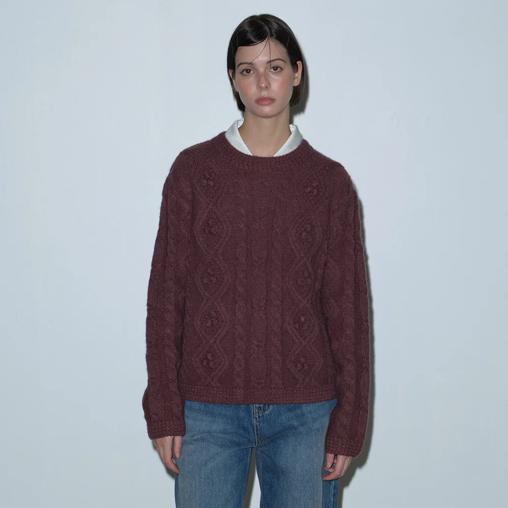 ARGYLE POMPOM KNIT (PURPLE)