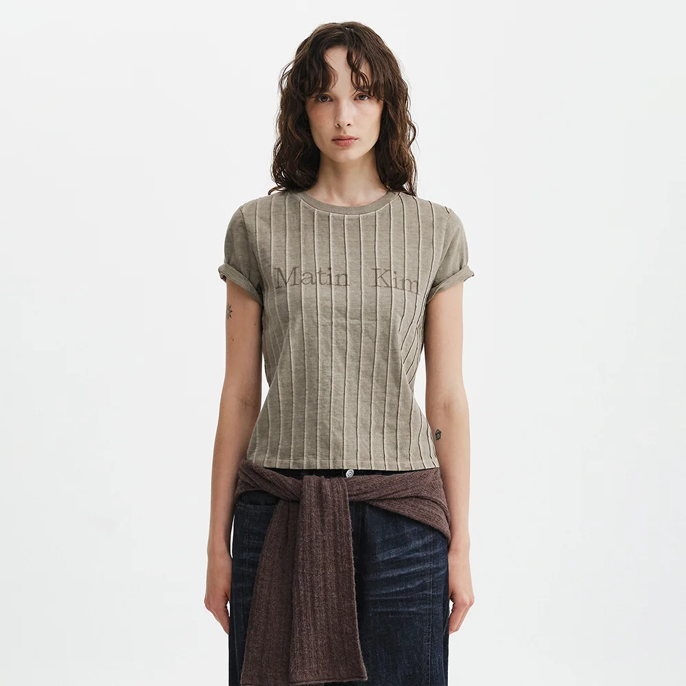 WASHED LOGO FULL PINTUCK TOP IN BEIGE